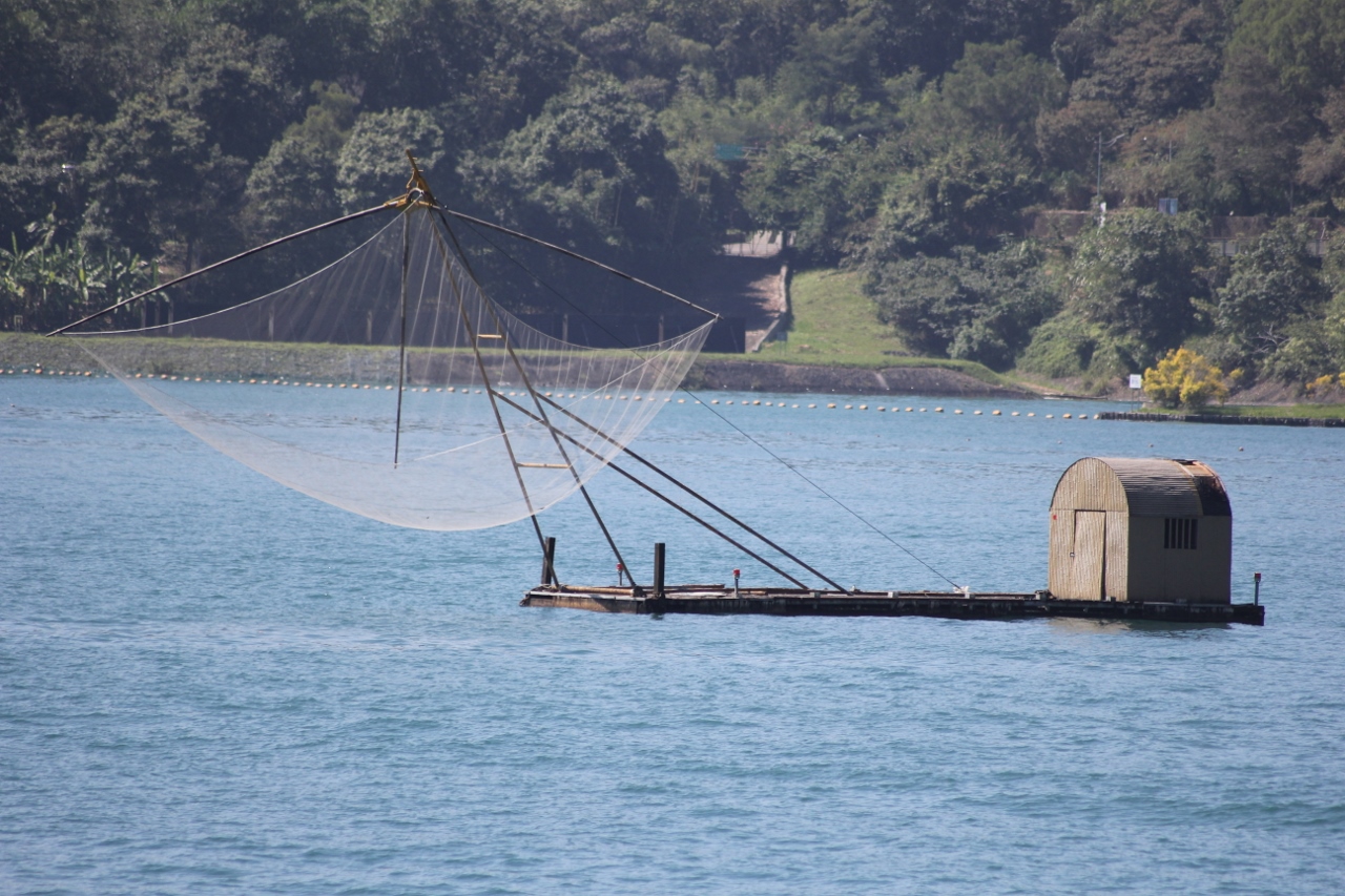 Fishing Barge with drop nets