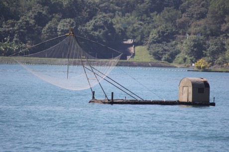 Fishing Barge with drop nets